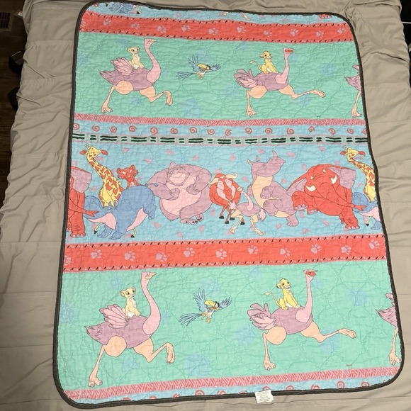 Vintage Disney Lion King Blanket Jungle Crib Comforter 90s Nursery Baby  Quilt - Picture 1 of 15